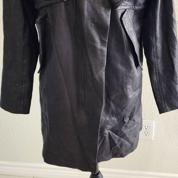 ELEVATED ESSENTIALS vintage style faux leather coat jacket size medium - Picture 4 of 13